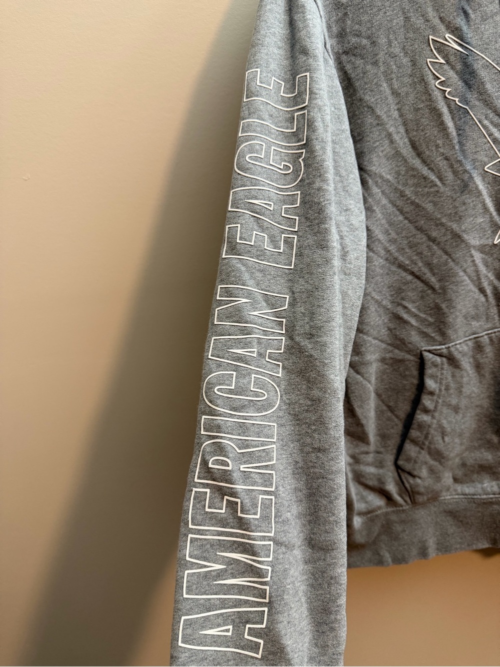 American Eagle Outfitters Grey Hooded Sweatshirt with Eagle Outline - Picture 3 of 4